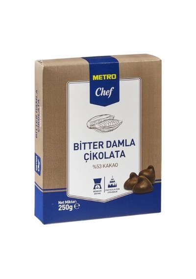 Metro Chef Damla Çikolata 250 Gr, Bitter