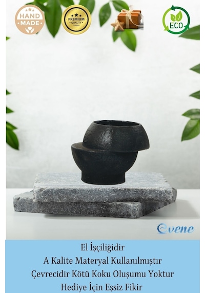 Mumluk Şamdan 3 Adet Tealight Ve İnce Mum Uyumlu Kesik Model - Siyah