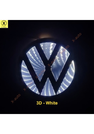 Volkswagen 3d Işıklı Logo Arma Beyaz 11/11 Cm Led Logo Arma Volkswagen Illuminated Vehicle Logo Beyaz 3d Logo