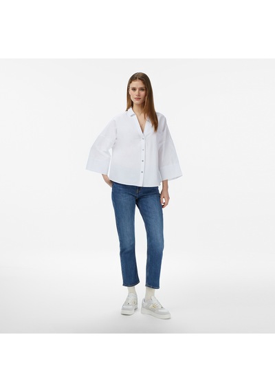 Nautica Kadın Beyaz Regular Fit Kısa Kollu Gömlekdüz65w309t