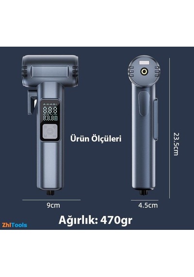 Zhltools St-5530 Dijital Şarjlı Araç Lastik Hava Şişirme Pompası Power Bank Penere Kırıcı