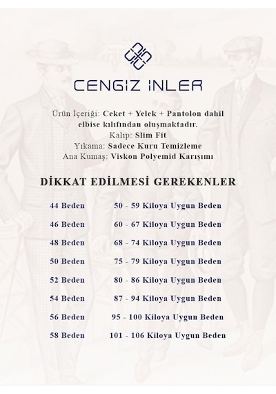 Cengiz İnler Polo Yaka Armürlü Şal Yaka Yelekli Damatlık 001