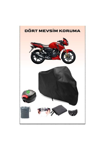 Siyah Tvs Apache Rtr 150 Arka Çanta Uyumlu Motosiklet Branda Su Geçirmez Dayanıklı Kumaş