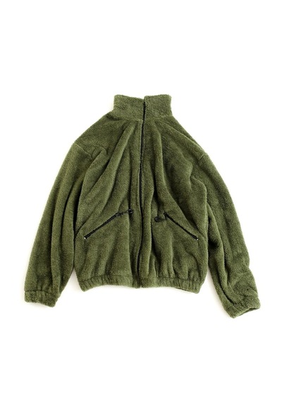 Fifty Color Haki Peluş Dik Yaka Cepleri Fermuarlı Oversize Peluş Ceket Haki