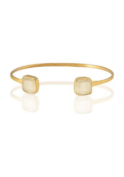 Kadir Jewellery 22 Ayar Altın Kaplama El İşçiliği Zirkon Taşlı Kadın Charm Bileklik Beyaz