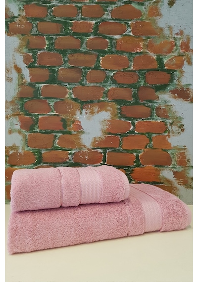 Trendy 2 Parça Banyo Havlu Seti - Koyu Pembe Çok Renkli