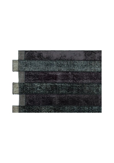 El Dokuması Patchwork Vintage Yün-pamuk Siyah Halı 24817 160 X 230 Cm