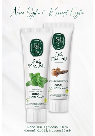 Eyüp Sabri Tuncer Nane Özlü + Karanfil Özlü Diş Macunu 2 x 90 ML