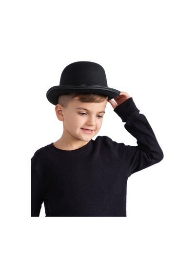 Charlie Chaplin Stil Çocuk Şapkası Siyah Melon Semeglbl - 53 Parti Şapkası