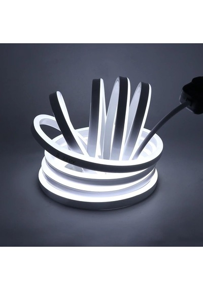 Tr 220v Neon Led Hortum 20 Metre 6400k Beyaz Işık 120 Led/m Tak Çalıştır Ip65 Su Geçirmez Şerit Led Dış Mekan