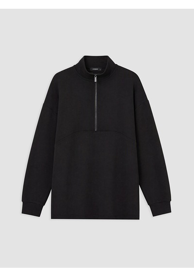 LC Waikiki Lc Waıkıkı Siyah Oversize Soft Touch Kadın Sweatshirt Tunik