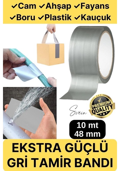 Çok Amaçlı Su Geçirmez Sızdırmaz Dayanıklı Izole Gri Tamir Bandı 48 Mm 10 Mt 1 Adet - Egc-153