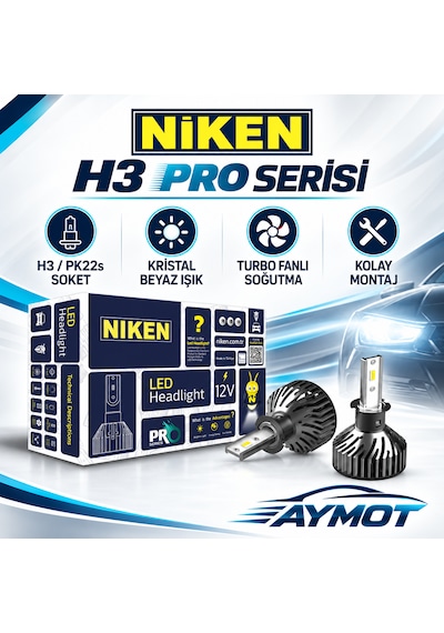 Niken H3 Pro Serisi Led Xenon Far Ampulü 6500k Güçlü Beyaz Işık -