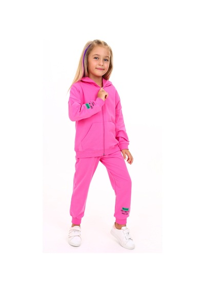 Toontoy Kids Toontoy Kız Çocuk Kapüşonlu Fermuarlı Baskılı Eşofman Takım Açık Fuşya