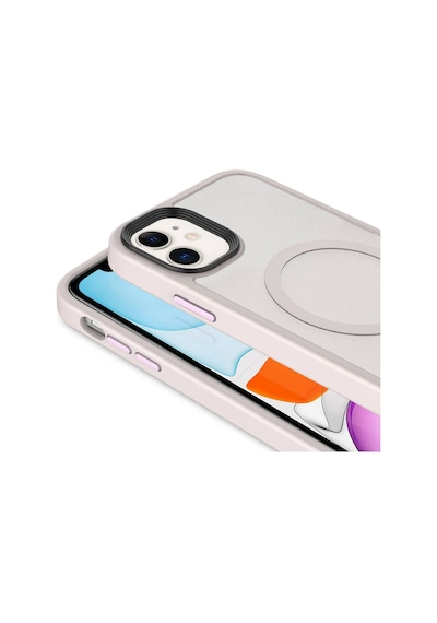 Zore İphone 11 Kılıf Mat Arka Yüzey Wireless Şarj Özellikli Ogaa Flet Magsafe Kapak - Pembe