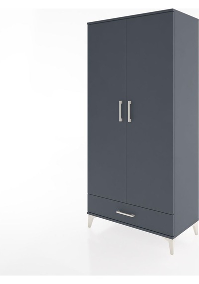 Hyperion Dolap 2 Raflı Tek Çekmeceli Tek Askılı 88x44x182 Ant... Antrasit