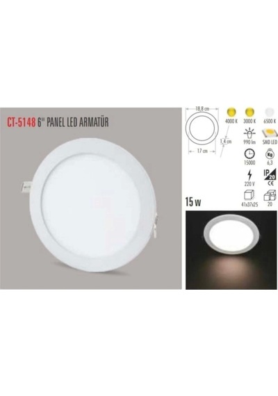 10 Adet 15 Watt Slim Led Panel Beyaz Işık Metal Kasa Diğer
