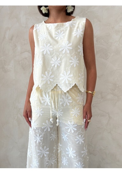 Verymoda Nakışlı Kolsuz Bluz D2872 Sari