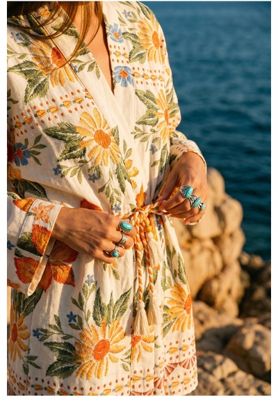 Island Girl Vintage Bağlamalı Tropikal Kollu Kimono Ve Lastik Bel Geniş Paça Cepli Pantolon Yazlık Bohem Boho Bohem Set Takım Ekru Island Girl Vintage Bağlamalı Tropikal Kollu Kimono Ve Lastik Bel Geniş Paça Cepli Pantolon Yazlık Bohem Boho Bohem Set Takım Ekru