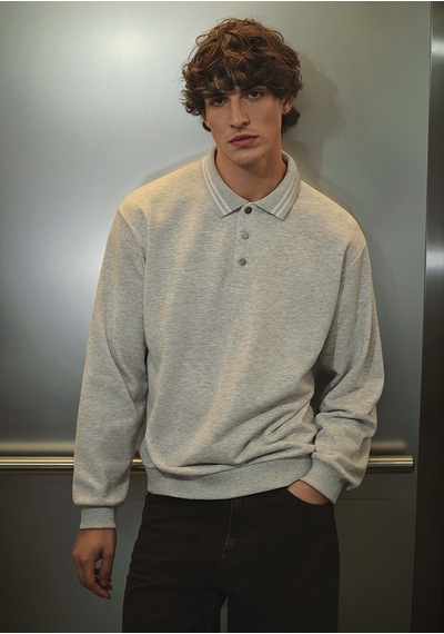 Mavi - Polo Yaka Gri Sweatshirt 0s10390-82498 Gri