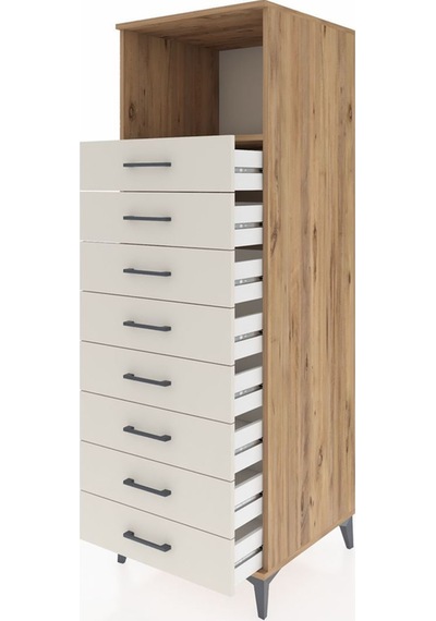 Kronos Dolap Tek Raflı 8 Çekmeceli 60x59x182 Çam-aytaşı Atlas Çam