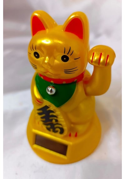 Maneki Neko Feng Shui Bereket Şans Mutluluk Çağıran Şans Kedisi Solar Panelli Hareketli Pati Maneki Neko Feng Shui