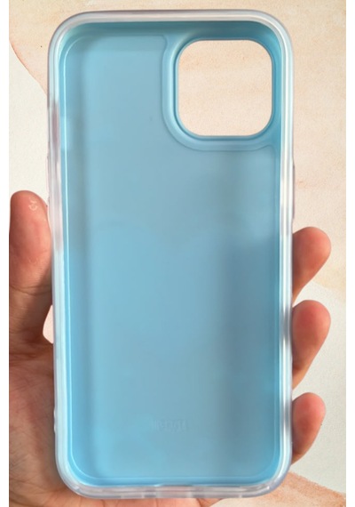 İphone 13 / 14 Uyumlu İnci Işıltısı Fiyonk Taşlı Mavi Silikon Telefon Kılıfı