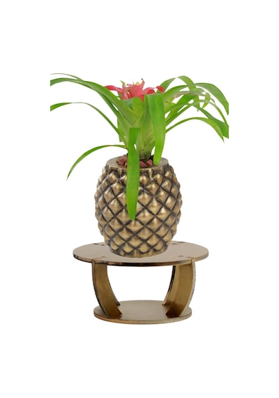 Ahşap Ayaklı Beton Saksı Büyük Boy 1 Adet Ananas Model - Altın Eskitme