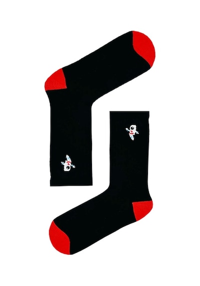 Carnaval Socks Nakışlı Astronot Desenli Çorap Siyah