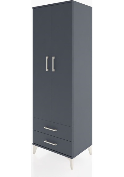 Hyperion Dolap Tek Raflı 2 Çekmeceli Tek Askılı 60x44x182 Ant... Antrasit