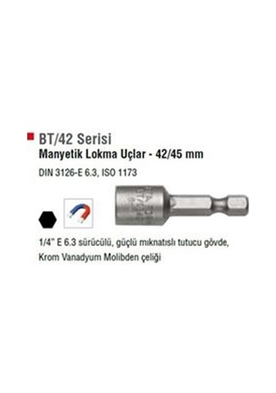 Cetaform Bt0842 Manyetik Mıknatıslı Bits Somun Lokma Adaptör 8x42