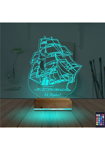 Luvivia Gemi Kaptan Kişiye Özel 3d Lamba - Masa Gece Lambası V2 Şeffaf