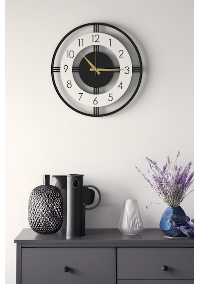Dekoratif Yeni Modern Mintaka Ahşap Duvar Saati 48cm Siyah - Beyaz