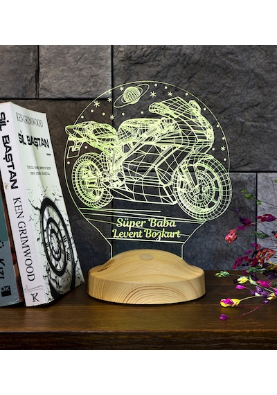 Racing Motosiklet Motor Hayranlarına Hediye 3D Led Lamba, Erkeğe Hediye, Motor GP Kişiye Özel 3 Boyutlu Lamba