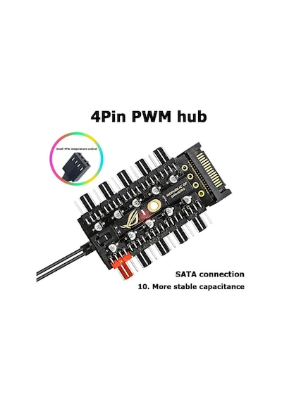 4988 10 Port Fan Power Sata Güç Switch Pwm Çoklayıcı