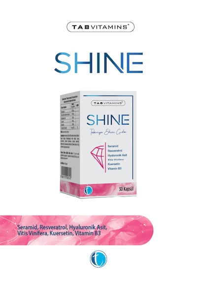 Tabvitamins Shine Seramid Resveratrol Hyaluronik Asit İçeren Takviye Edici Gıda 30 Kapsül