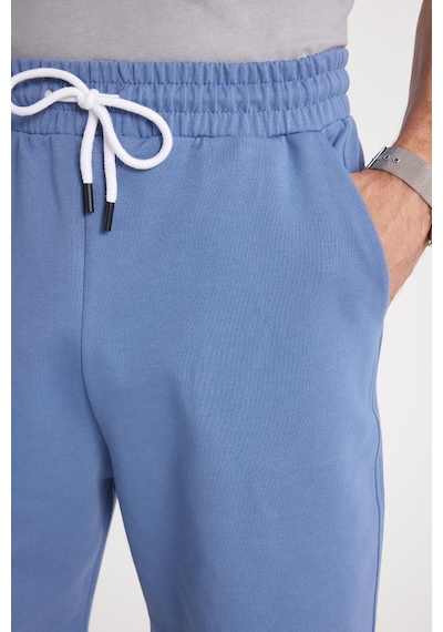 Tudors Erkek Relax Fit Rahat Kesim %100 Pamuk Beli Bağcıklı Mavi Şort-35700 Mavi