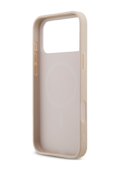 Apple Uyumlu iPhone 18 Pro Max Kılıf Guess  Lisanslı M-safe Şarj Özellikli Small 4g Classic Kapak Pembe