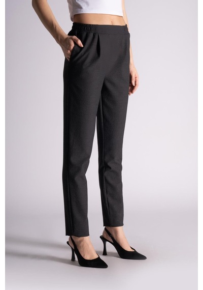 Braccas Kadın Yandan Cepli Beli Lastikli Ve Pileli Slim Fit Jogger Pantolon Antrasit Antrasit