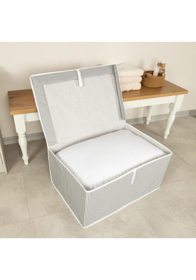 Mirayyhome Çok Amaçlı Maxi Kutu Hurç Çizgili Organizer 50x40x30 Kumaş Çok Renkli Diğer