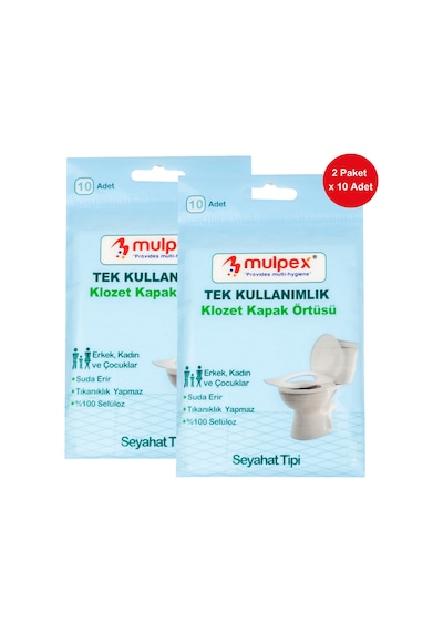 Mulpex Tek Kullanımlık Suda Çözünür Klozet Kapak Örtüsü 2 x 10'lu