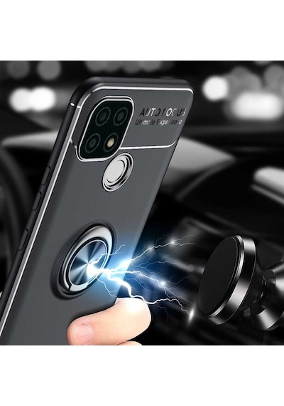 Goocamp Realme C25 Kılıf Ravel Silikon Kapak - Siyah-kırmızı Siyah-kırmızı
