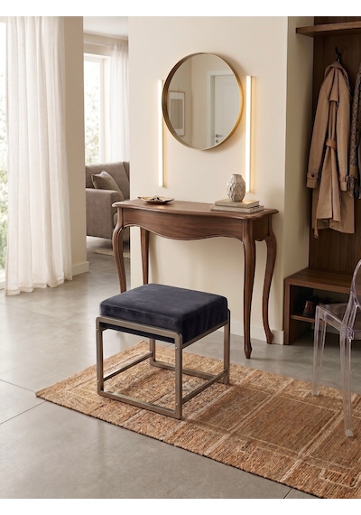 Pure Gri Ayaklı Babyface Puf 50x40x45 Cm - Modern Bench Antrasit