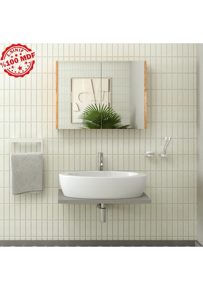 Roomart Ad7 Kulpsuz Çift Kapaklı Ahşap-Mat Beyaz Mdf 80 Cm Beyaz