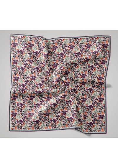 Silk Home Twill İpek Eşarp 11477-05 Ekru, Koyu Mor, Petrol Yeşili, Vizon