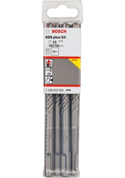 Bosch SDS-Plus 5X Kırıcı Delici Matkap Ucu 10x160 mm 10'lu Paket - 2608833902