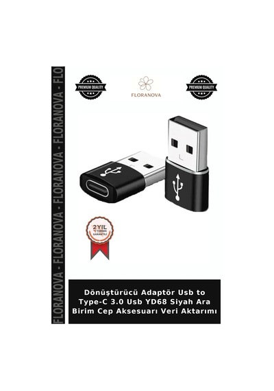 Dönüştürücü Adaptör Usb To Type-c 3.0 Usb Yd68 Siyah Ara Birim Cep Aksesuarı Veri Aktarımı
