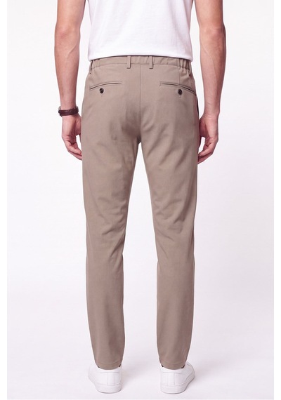 Regular Fit Yan Cep Doku Desenli Beli Lastikli Bej Pantolon P 1212