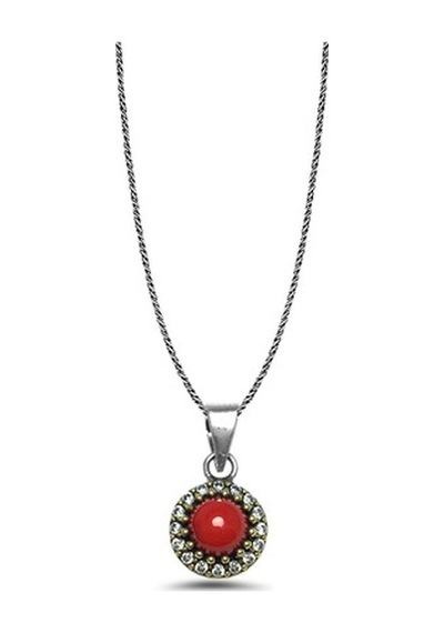 Mercan Taşlı El Işi Otantik Gümüş Üçlü Set (515509612)