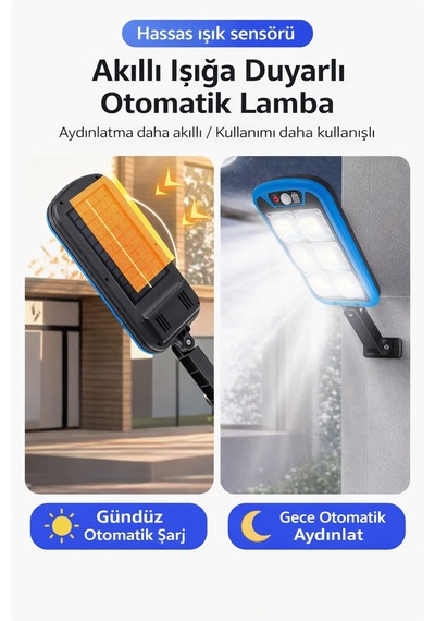 50 Cob Led Solar Lamba Hareket Sensörlü Duvar Aydınlatma 3 Modlu Ip65 Solar Lamba